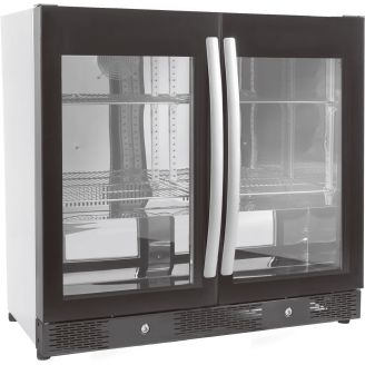 Combisteel - Bar cooler preto 2 portas totalmente em vidro 198 litros