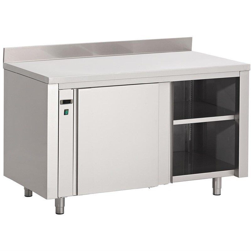 Gastro M stainless steel warming cabinet with rear curb 85x200x70cm